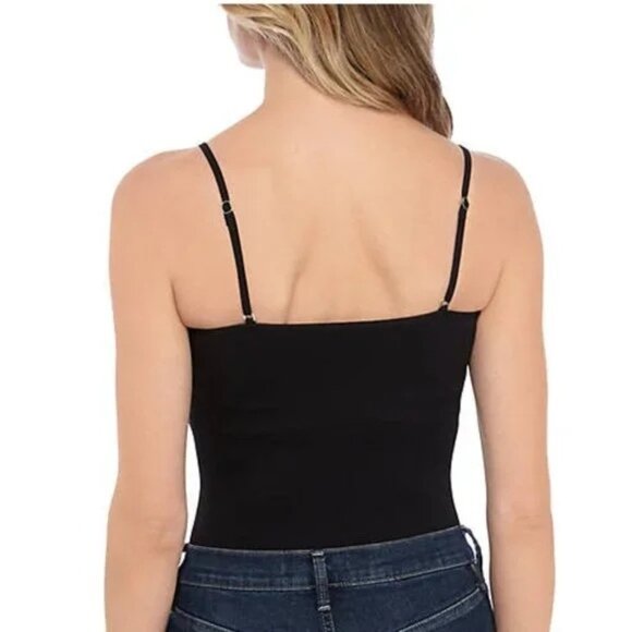 Free People Black Ribbed Cami Adjustable Straps Fitted Design - Picture 3 of 8